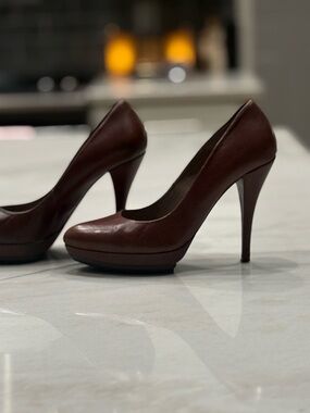 Vintage Rare SOMMIT Platform Pump in Cognac Leather Made in Spain Same Day Ship